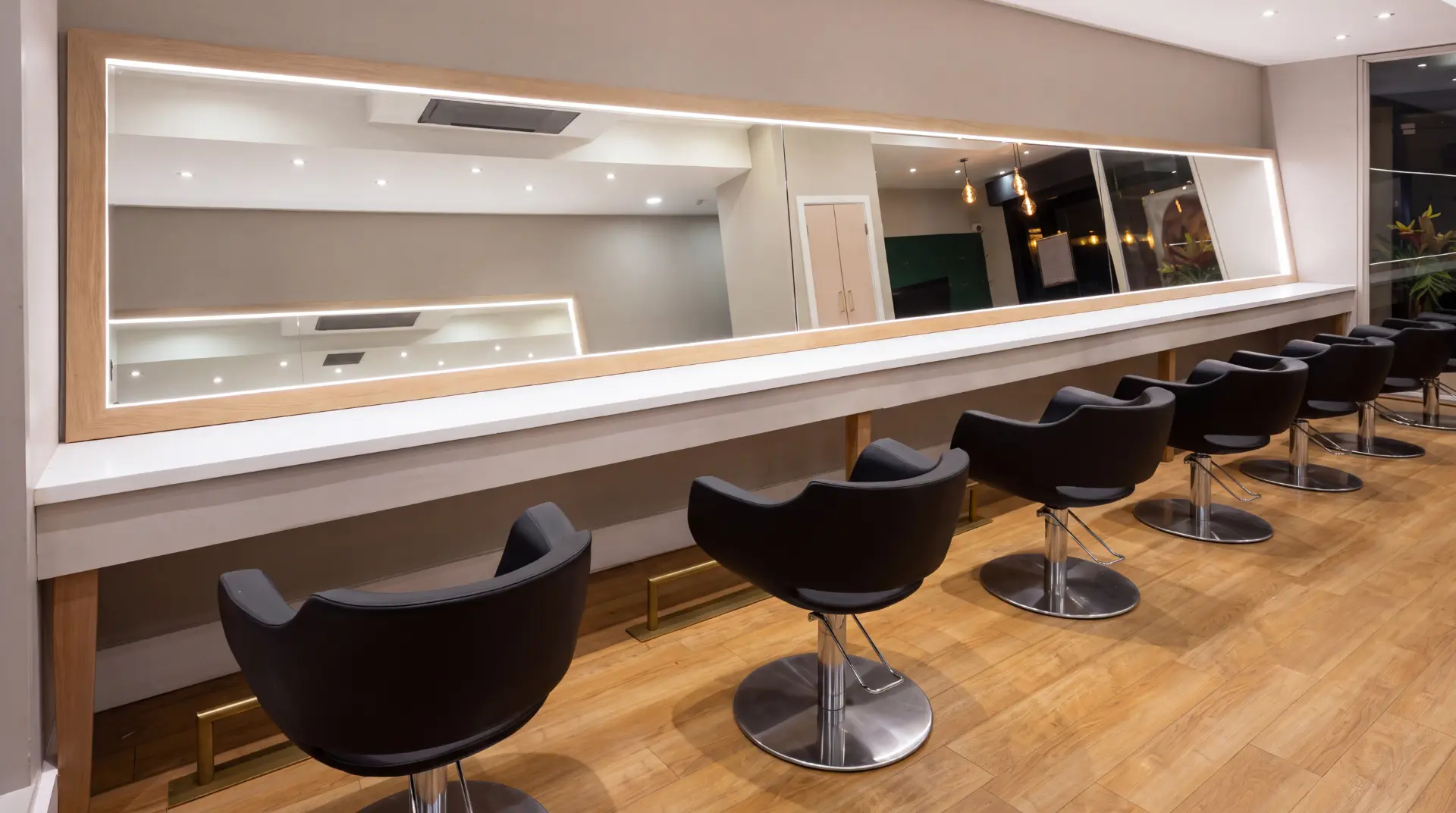 Fitted out coffee shop interior with bespoke timber counter and seating